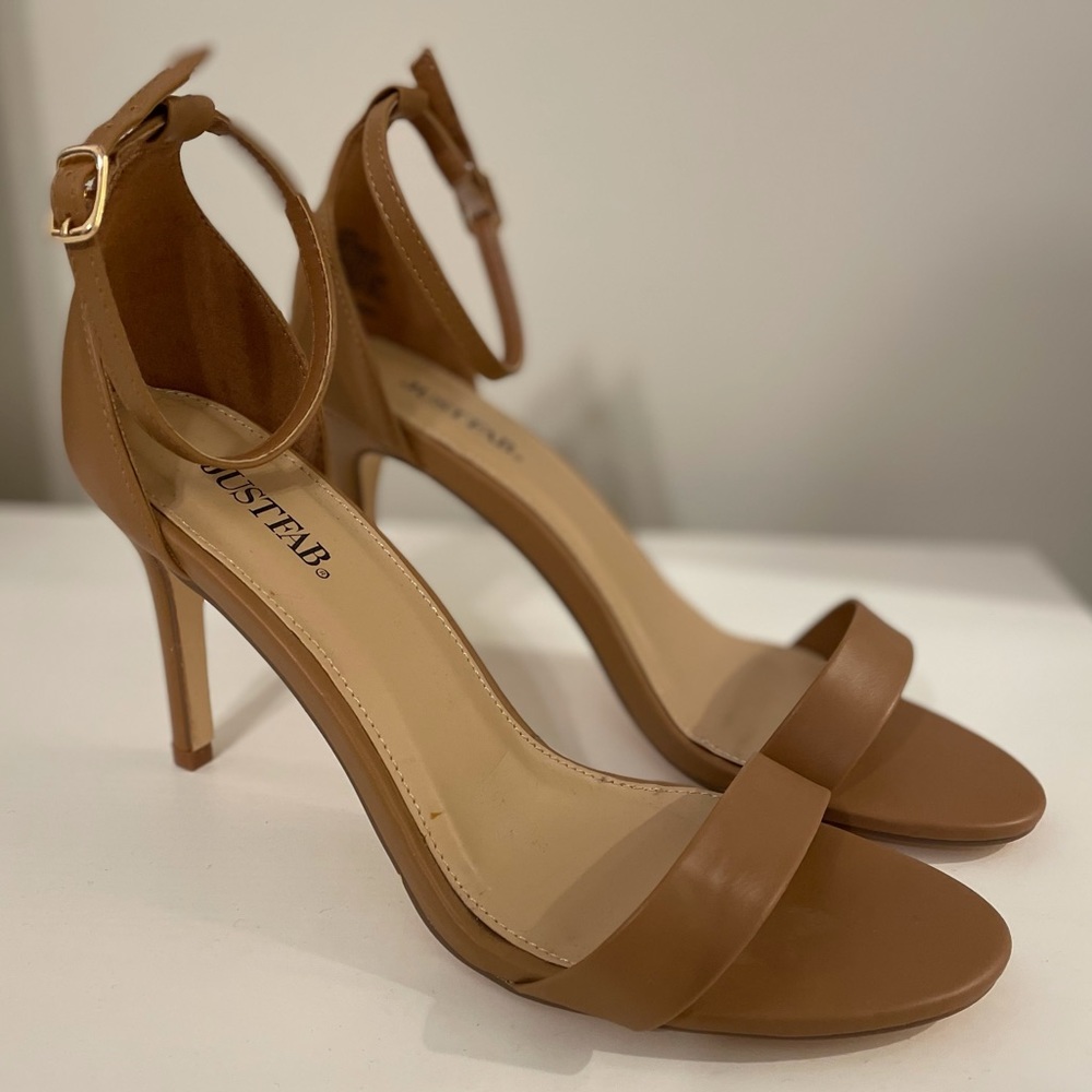 Nude strappy heels